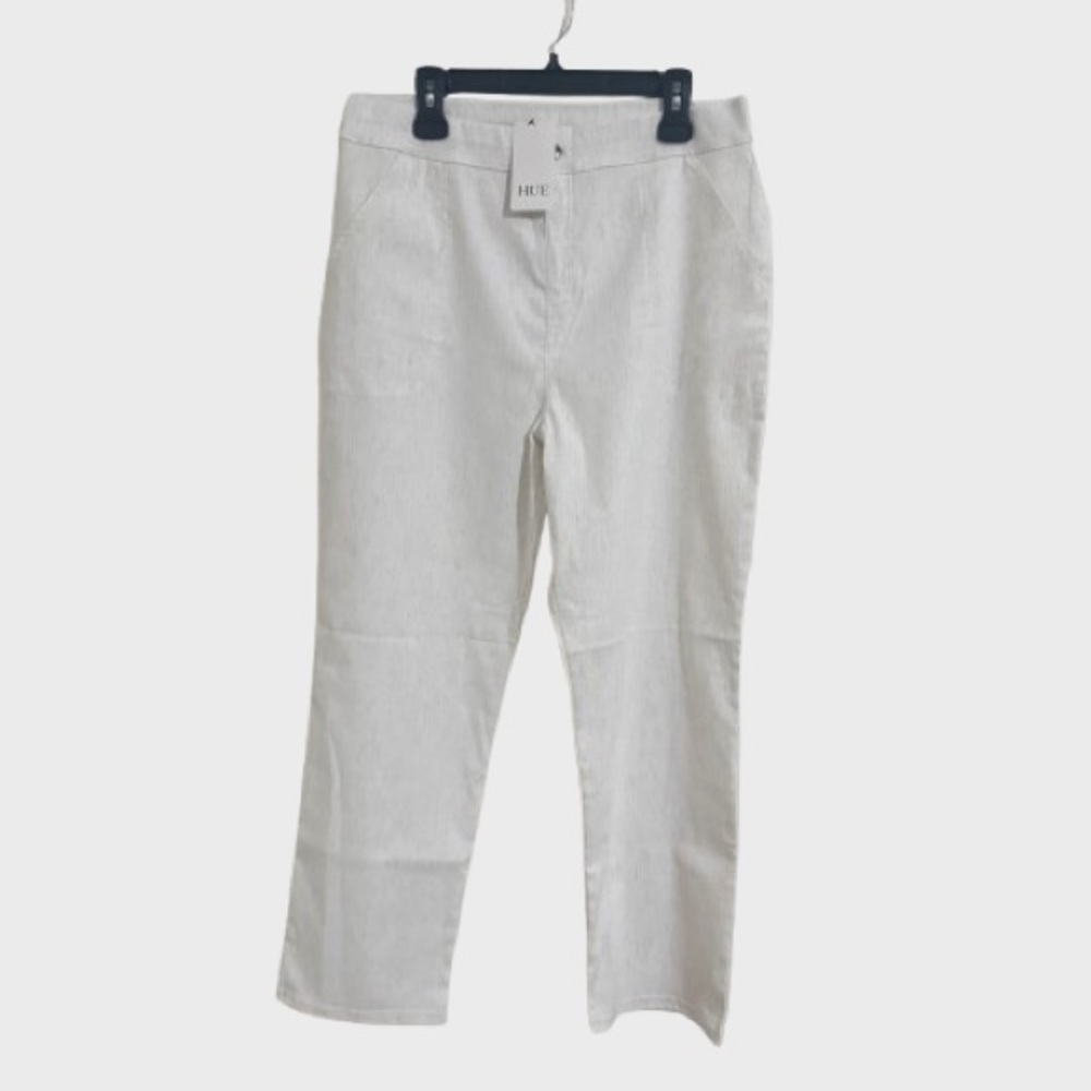 NWT HUE Women's Off white Straight Leg Pants